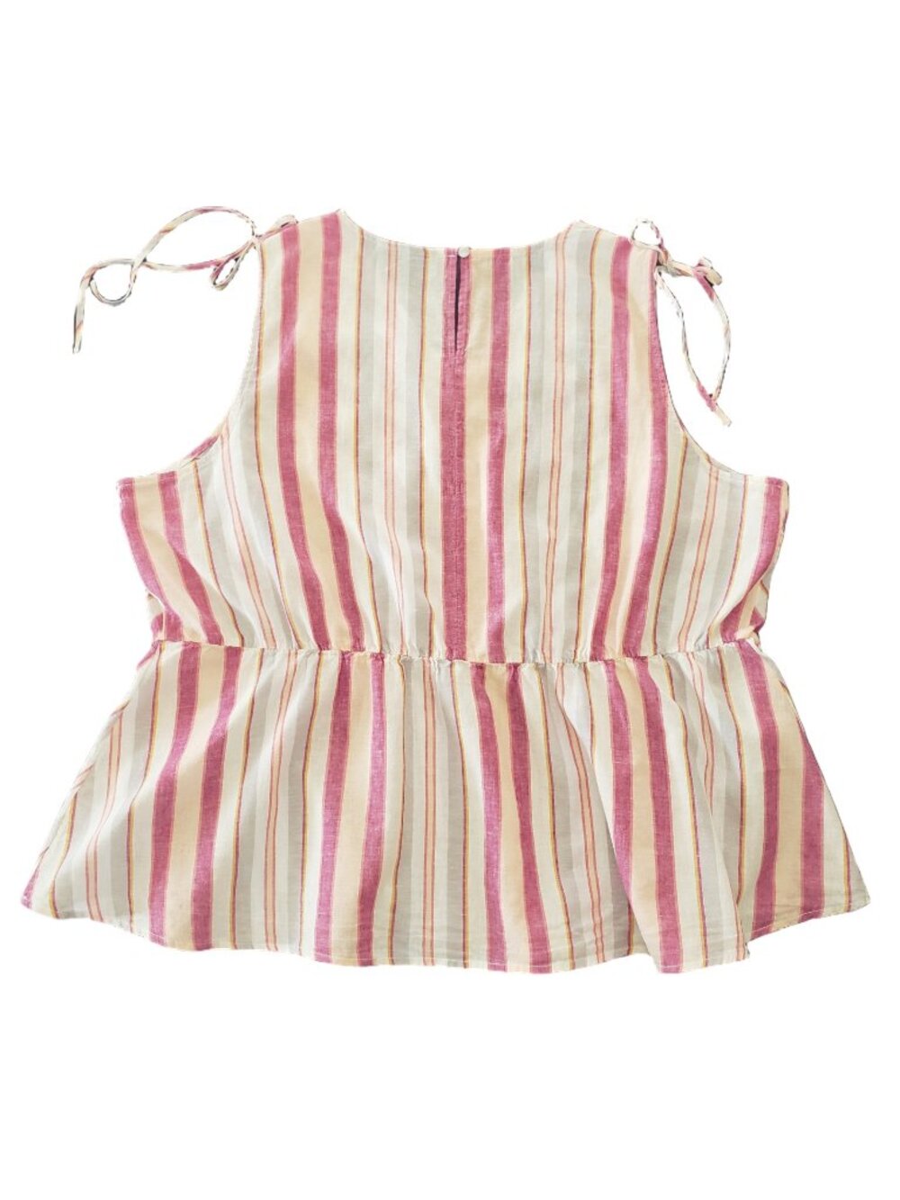 Lane Bryant Linen Blend Peplum Top Pink Stripe Size 26/28 Plus - Picture 3 of 8